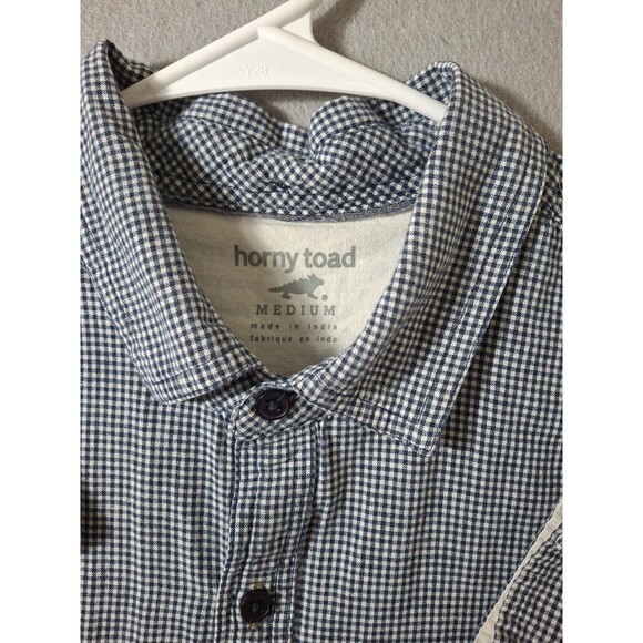 Horny Toad Men's Button Up Shirt Size Medium Plaid Long Sleeve Blue White Check - Picture 3 of 7